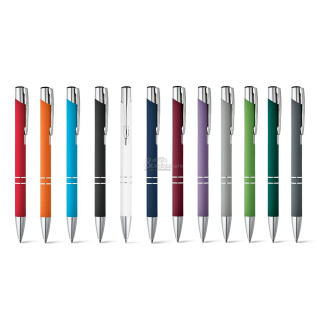 Kovové kuličkové pero BETA, pogumované, barva dle výběru, balení 10 ks