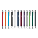 Kovové kuličkové pero BETA, pogumované, barva dle výběru, černá náplň,balení 10 ks