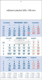 1 ks Tříměsíční nástěnný kalendář modrý STANDARD, 2022