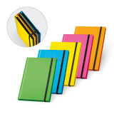 Zápisník, blok A5 tvrdými deskami z fluo barevným PU, s gumičkou, výběr barvy