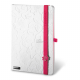 Lanybook Passion White, linkovaný poznámkový zápisník, růžová gumička