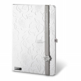 Lanybook Passion White, linkovaný poznámkový zápisník, šedá gumička