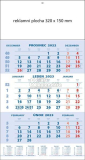 100 ks Tříměsíční nástěnný kalendář modrý STANDARD, 2023