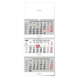 Tříměsíční nástěnný kalendář šedý skládací se spirálou, mez.svátky, 2022, 1ks