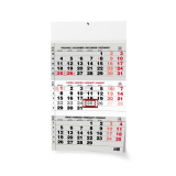 Tříměsíční nástěnný kalendář šedo-černý s mezinárodními svátky, 2024