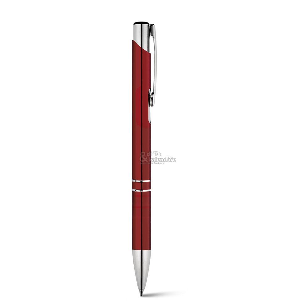 10 ks Kovové kuličkové pero BETA lesklé hladké červené