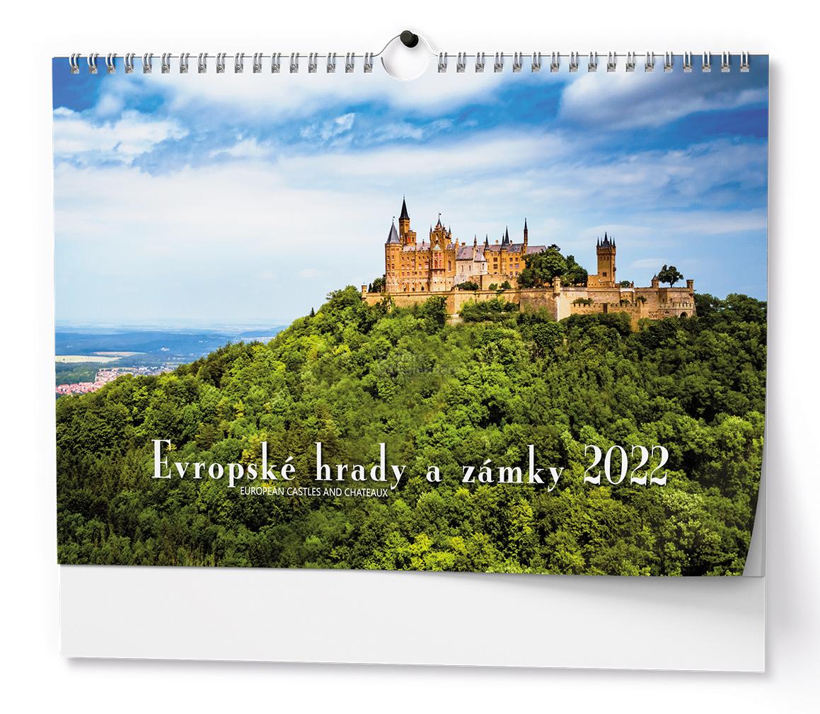 Evropské hrady a zámky, nástěnný kalendář 450x320cm, 2022