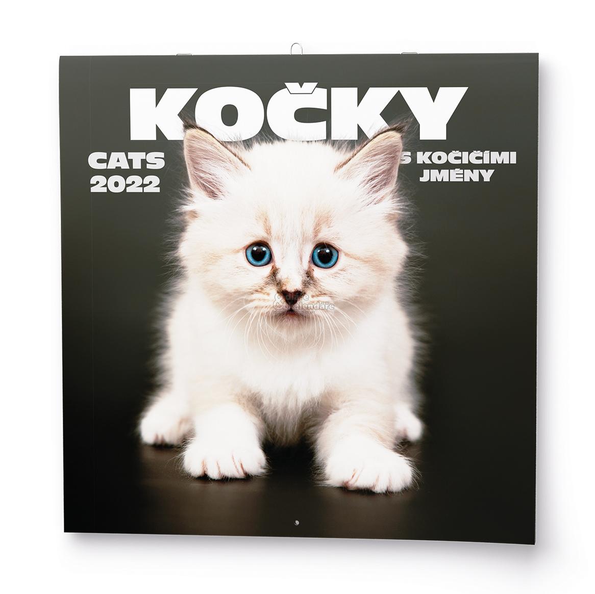 Kočky, nástěnný poznámkový kalendář, 2022