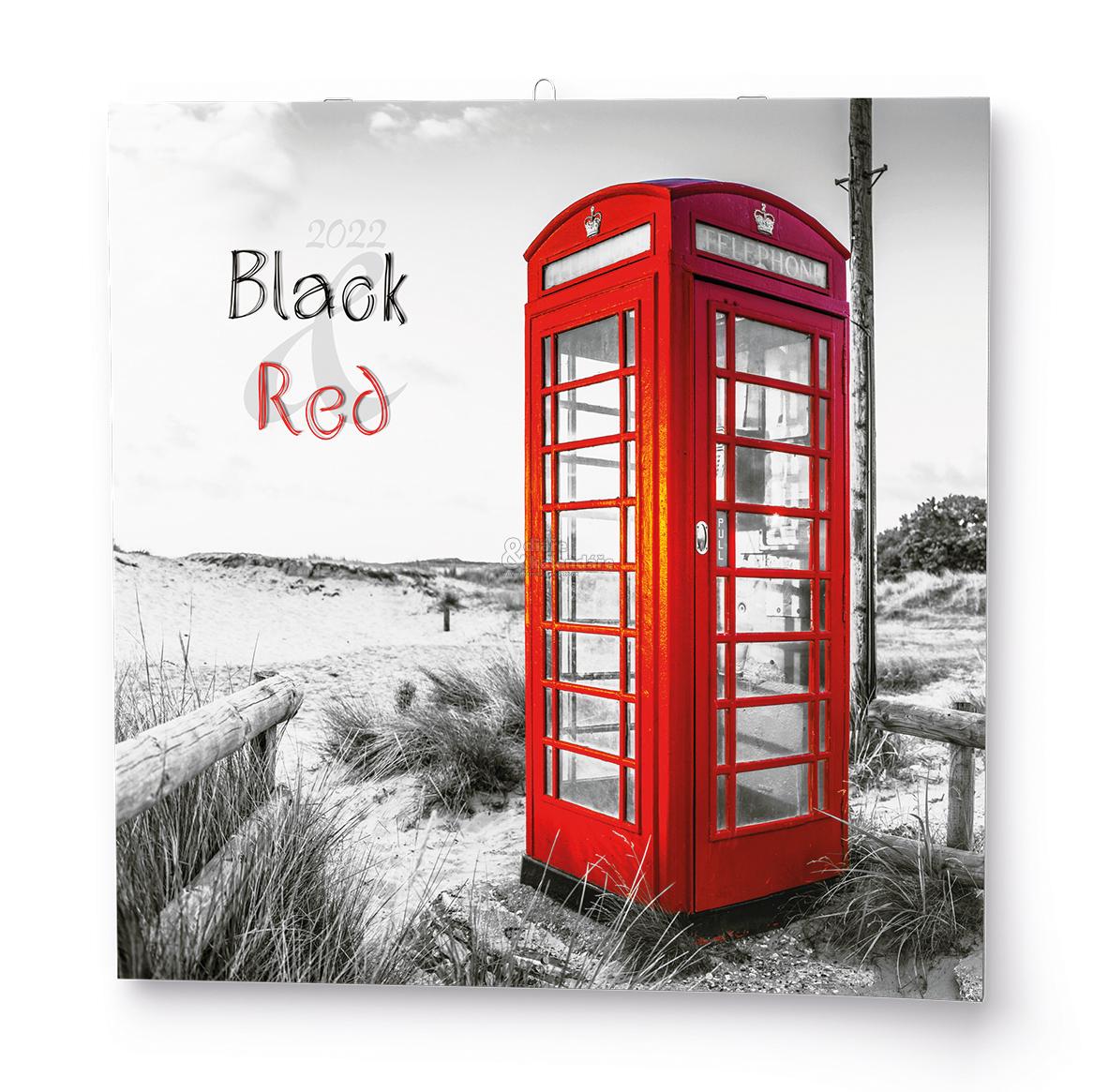 Black & Red, nástěnný poznámkový kalendář, 2022
