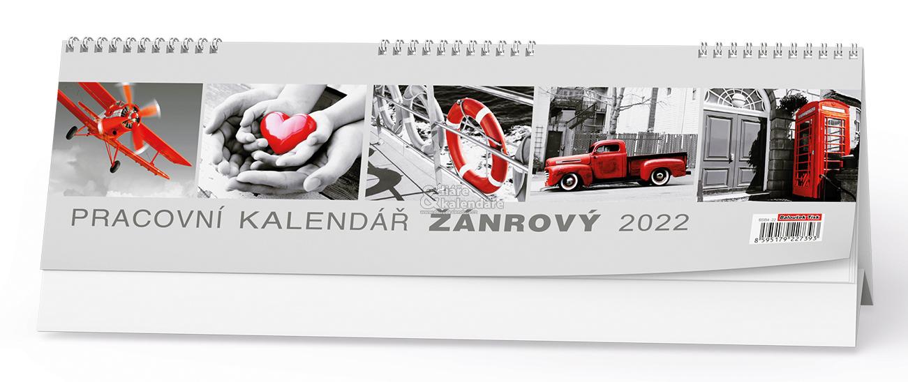 Stolní týdenní pracovní žánrový kalendář, red-black 2022