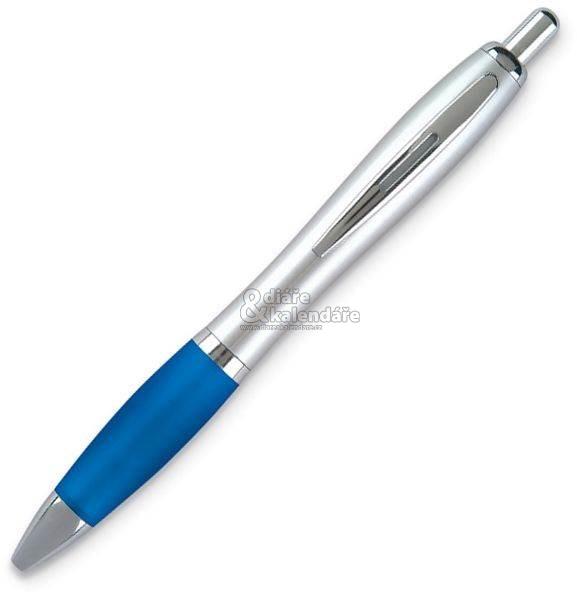 10 ks Kuličkové pero Okay, stříbrné tělo, modré doplňky