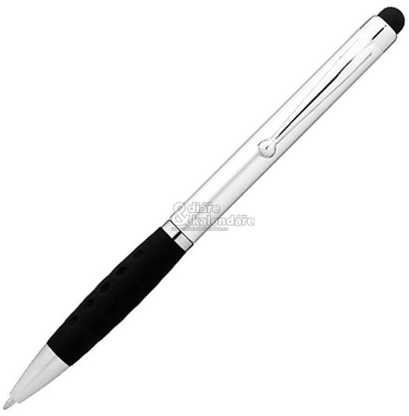 10 ks Kuličkové stříbrné pero - modrá náplň a stylus hrot