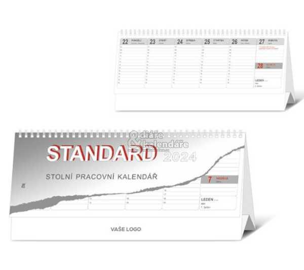 STANDARD 2024, stolní pracovní šedý kalendář, 30x14 cm, 1ks