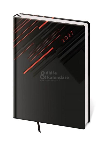 COLOR 2027, denní diář A5  ČERNO - ČERVENÝ