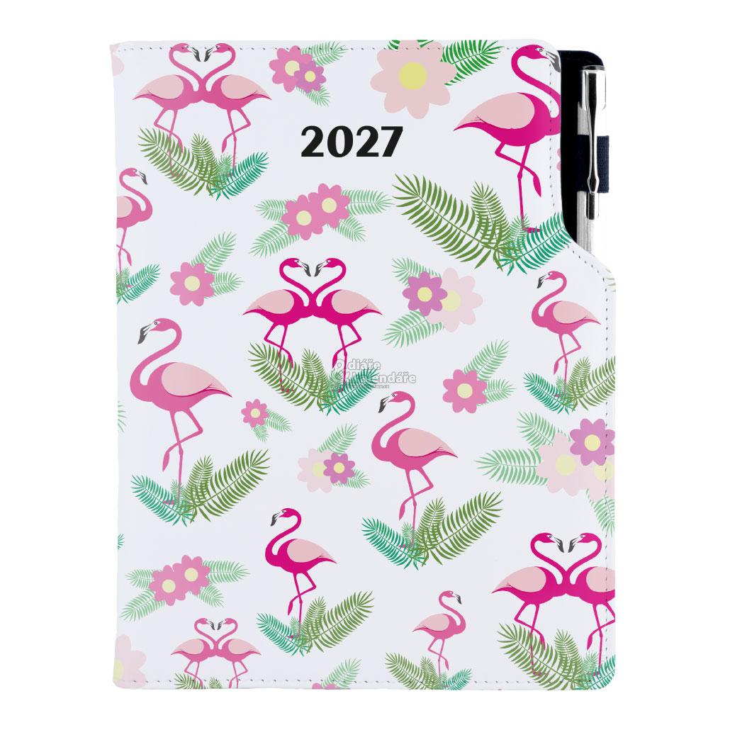 Diář DESIGN B5 týdenní 2027 s propiskou, Plameňáci