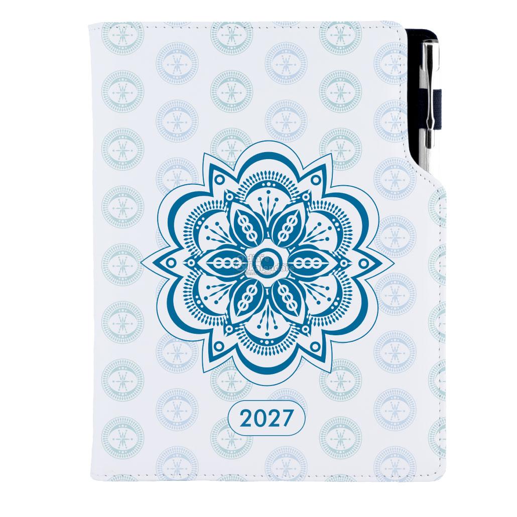 Diář DESIGN B5 týdenní 2027 s propiskou, Mandala modrá