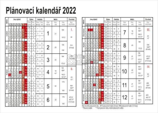 Roční plánovací kalendář 2022, karta formát A5