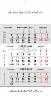 50 ks Tříměsíční nástěnný kalendář šedý STANDARD, 2023