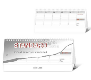 STANDARD 2024, stolní pracovní šedý kalendář, 30x14 cm, 1ks, II.jakost