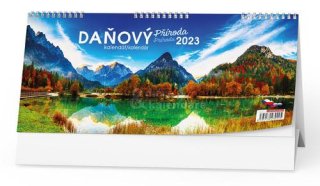 Daňový kalendář příroda 2023, modrý stolní pracovní kalendář