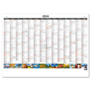 Nástěnný kalendář 2024 - Plánovací roční mapa A1 obrázková
